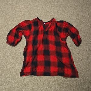 Womens Red and Black Plaid Dress